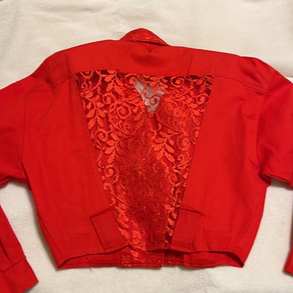 Pop Red Lace Insert Jacket - Picture 4 of 4